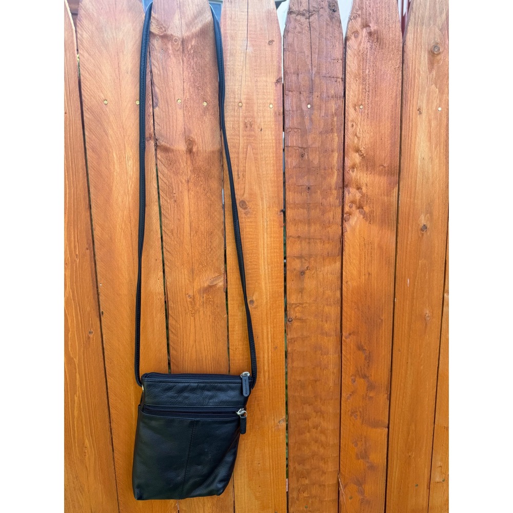 Y2kBlack Leather Crossbody Bag Small Travel Purse Multi-Pocket